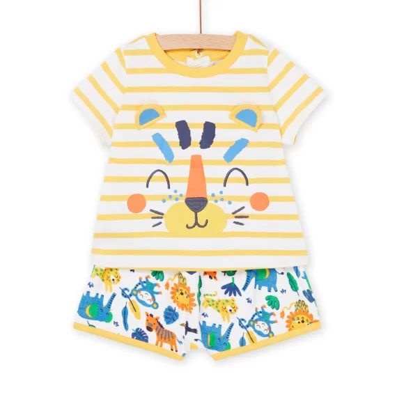T-shirt Et Short Safran À Imprimé Animalier Et À Rayures – Orange