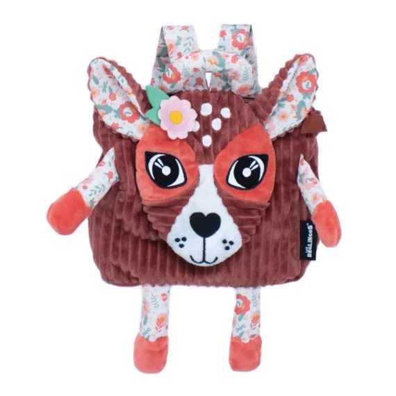 LES DEGLINGOS – Sac à Dos Velours Melimelos La Biche Enfant marron