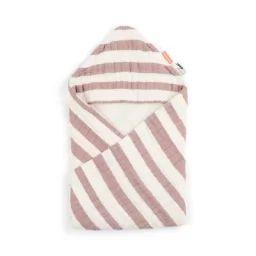 Cape de bain en coton biologique rayures roses (70 x 70 cm)