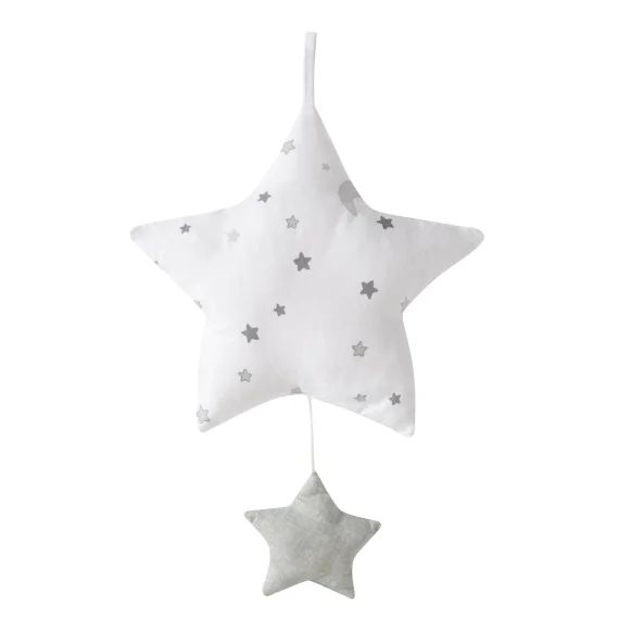 Étoile Musicale Avec Mécanisme Musical Amovible Blanc – Gris / Motif Étoiles