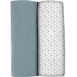 Lot de 2 Maxi langes Bleu baltique et Pointillissme (120 x 120 cm)
