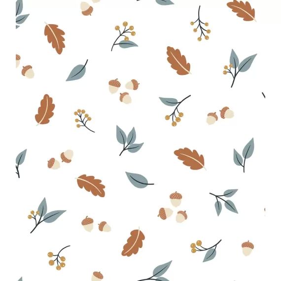 Papier peint Jöro motif feuilles et glands (50cm x 10m)
