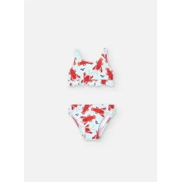 Bikini Avec Imprimé Fantaisie Et Volants Vert