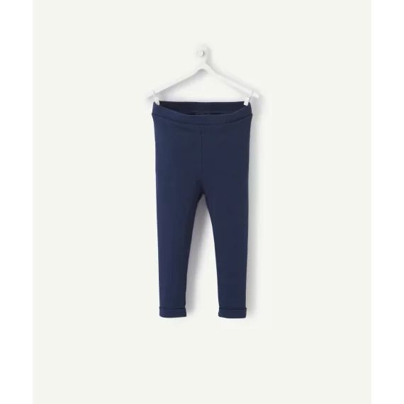 Le legging à côtes bleu marine en coton biologique –  – Soldes