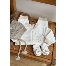 Combinaison Bébé En Molleton Et Chaussons Baby Panda Ecru