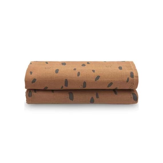 Lot de 2 maxi langes hydrophiles Spot caramel (115 x 115 cm)