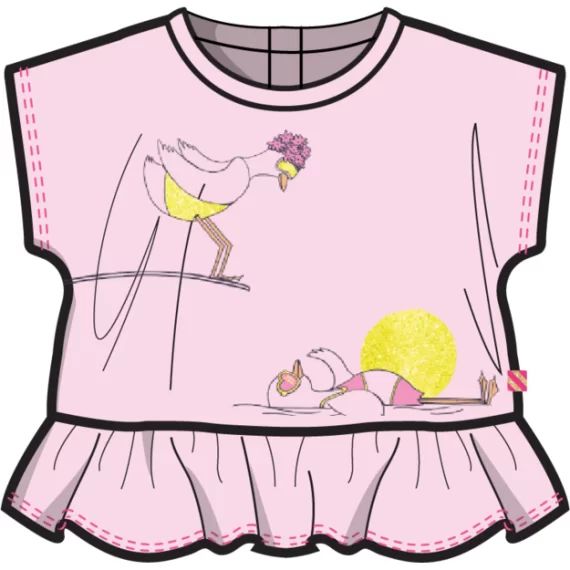 T-shirt court en coton Fille Rose