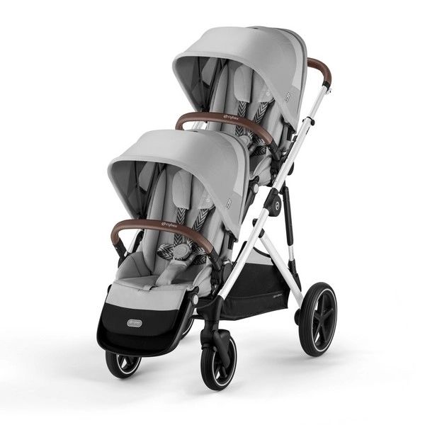 Poussette Double Cybex Gazelle S – Châssis Silver/ Assises Lava Grey (2023)