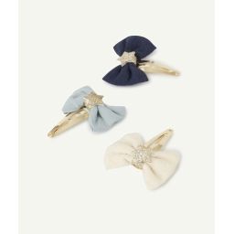 Le lot de 3 barrettes noeuds bleu et écru –  – Soldes