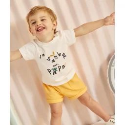 T-shirt bébé garçon blanc en coton anti uv bio avec message –  – Soldes