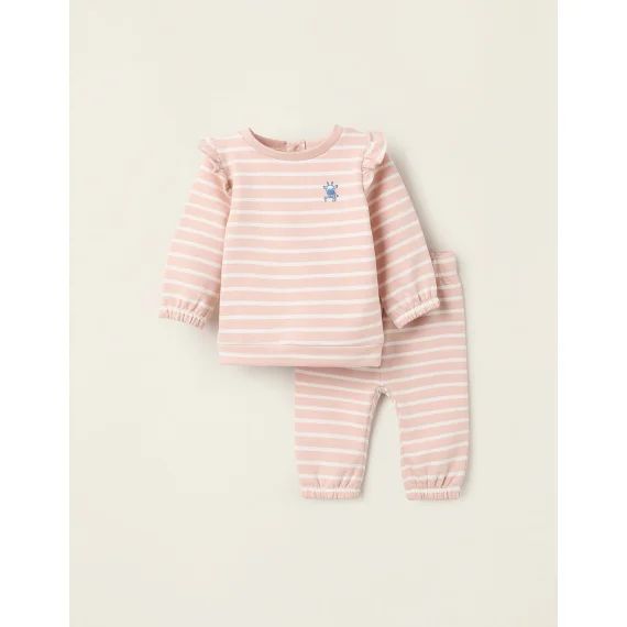 Ensemble Sweat + Jogpant À Rayures Rose Clair