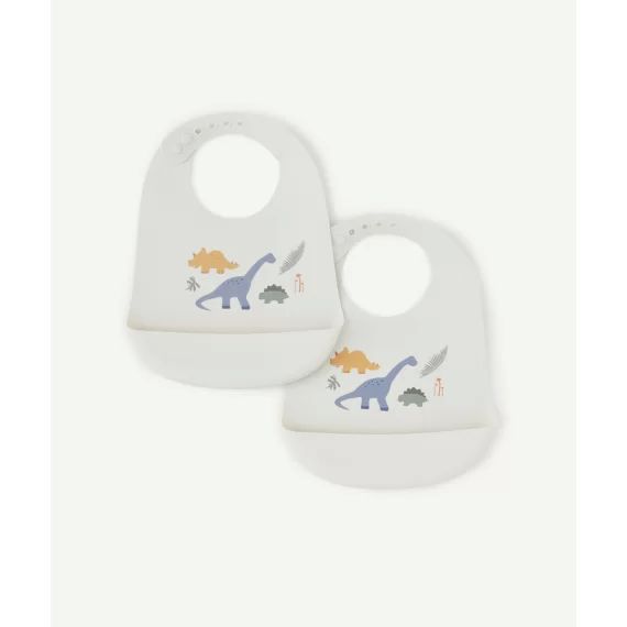 Lot de 2 bavoirs en silicone tilda dino mix –  – Soldes