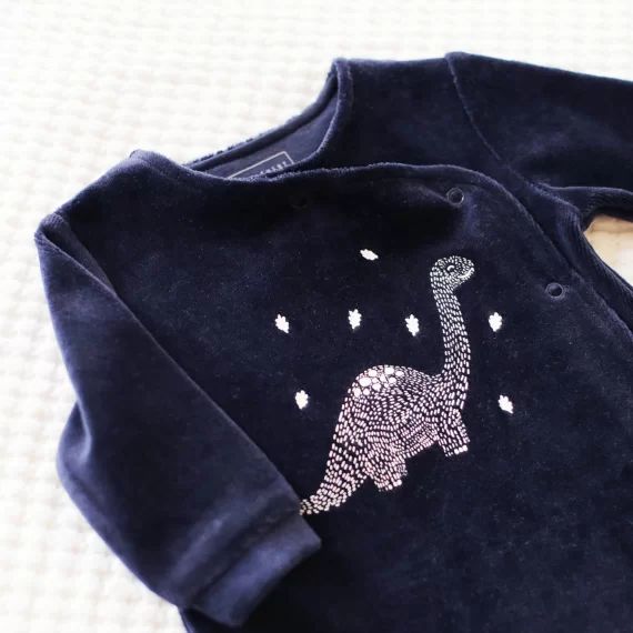 Pyjama velours avec imprimé Garçon Bleu