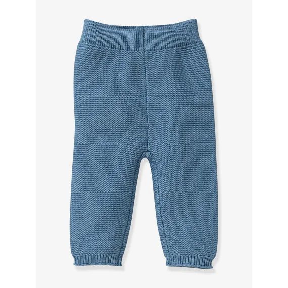 Legging Bébé en coton biologique et laine CYRILLUS bleu grisé