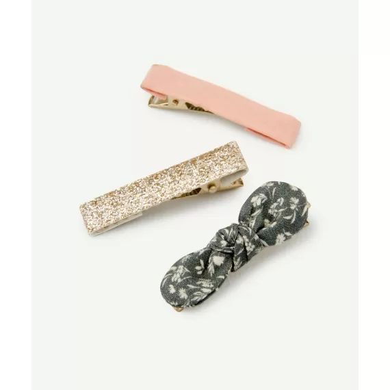 Lot de 3 barrettes verte rose et pailletée –  – Soldes
