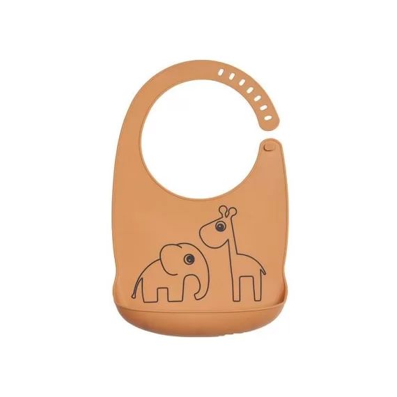 Bavoir silicone avec poche Deer friends orange