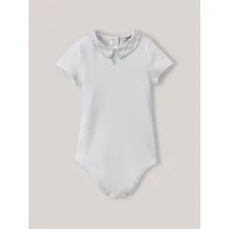 Body Col Vichy En Coton Biologique Blanc Doux