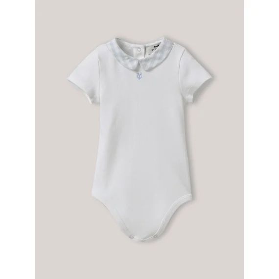 Body Col Vichy En Coton Biologique Blanc Doux