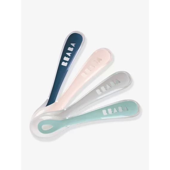 Lot de 4 cuillères 2ème âge BEABA Soft sans BPA blue/ pink/ mist/ green