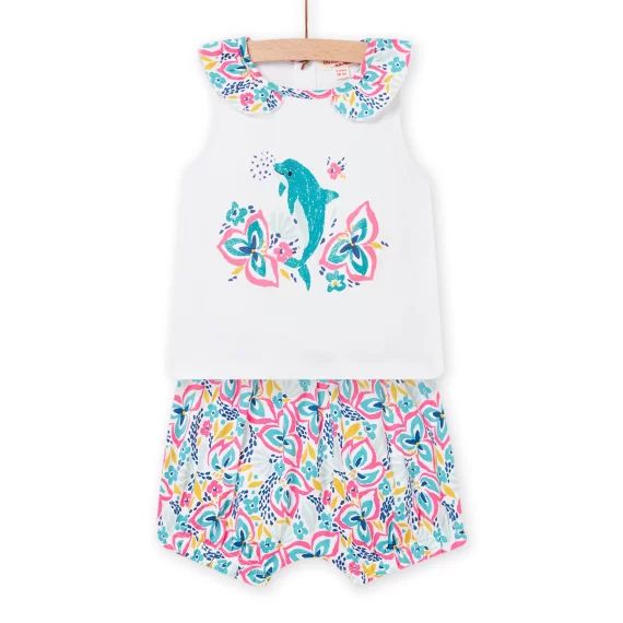 Ensemble T-shirt Et Short Blanc Bébé Fille