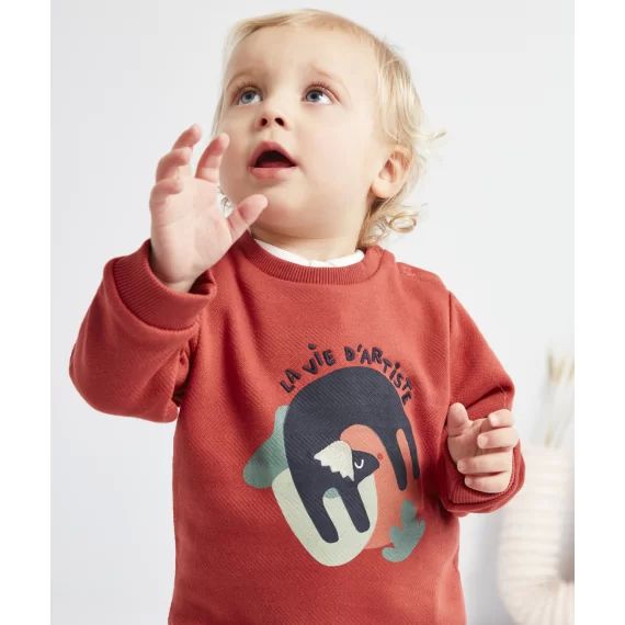 Sweat bébé garçon en fibres recyclées rouge la vie d&rsquo;artiste –  – Soldes