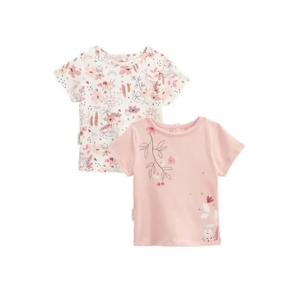 Lot De 2 T-shirts Bébé Manches Courtes Petit Safari Rose