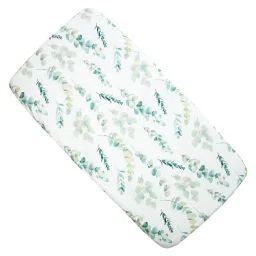 Drap Housse Berceau En Coton Eucalyptus Blanc Imprimé Eucalyptus