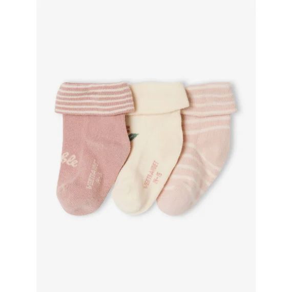 Lot de 2 paires de chaussettes adorable bébé fille bois de rose