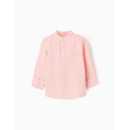 Chemise Avec Col Mao Et Passants Rose Clair