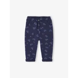 Pantalon imprimé en molleton bébé bleu nuit