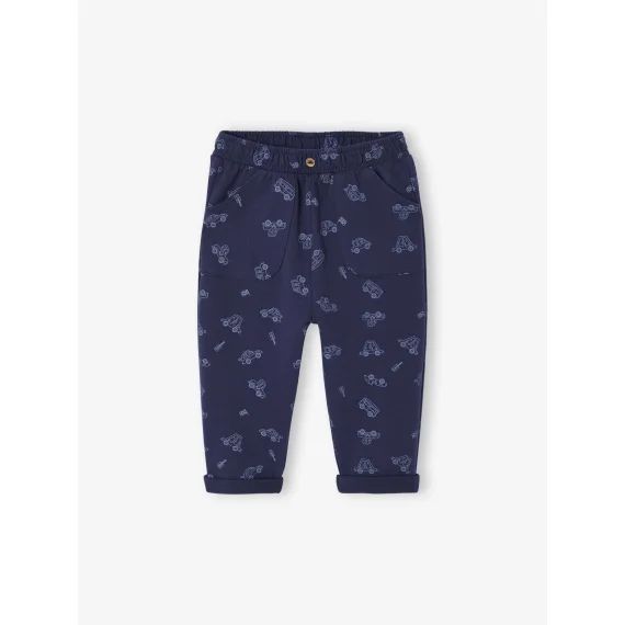 Pantalon imprimé en molleton bébé bleu nuit