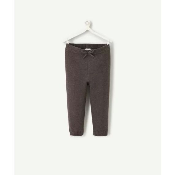 Pantalon bébé fille en maille compacte et fibres recyclées gris