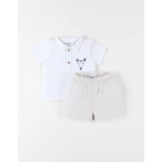Ensemble Polo + Short Beige/écru Blanc