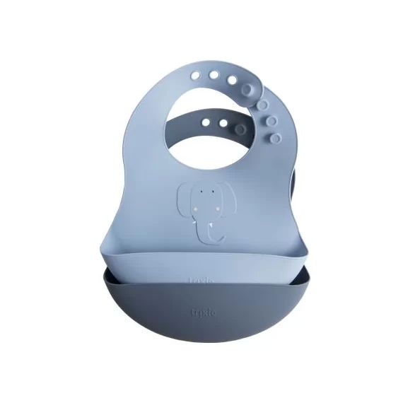 Lot de 2 bavoirs en silicone Mrs. Elephant