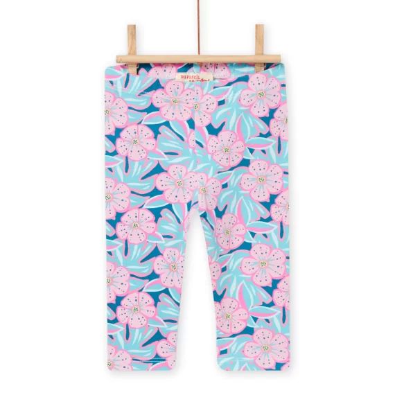 Legging Bleu Et Rose À Imprimé Fleuri Bébé Fille