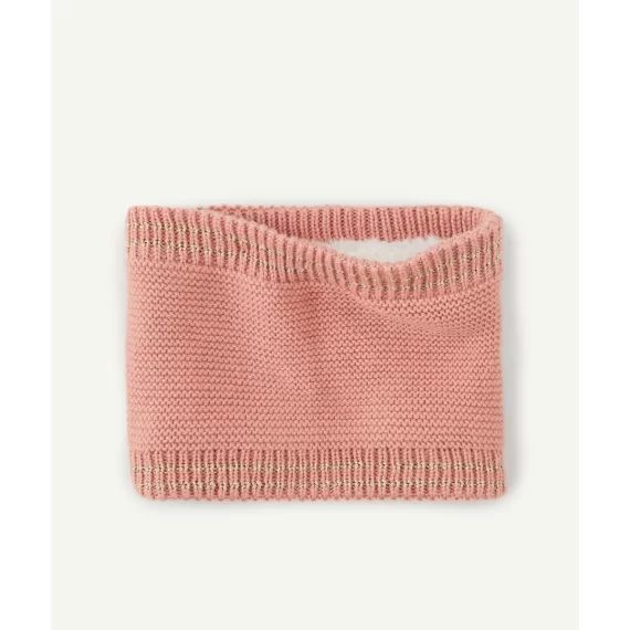 Snood maille bébé fille en fibres recyclées rose avec détails pailletés