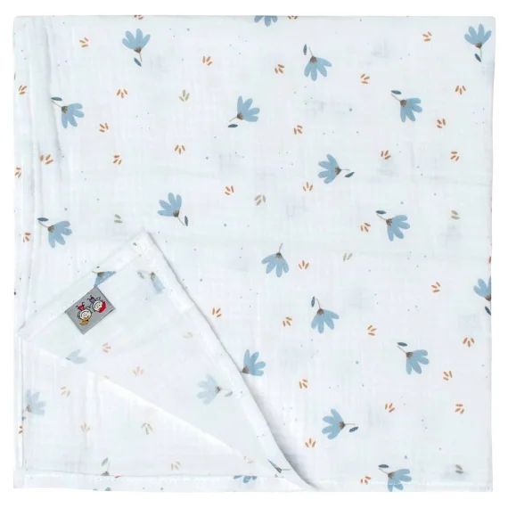 Lange En Gaze De Coton Bleuet Imprimé Floral