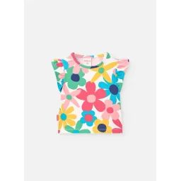 T-shirt En Coton Avec Imprimé Fleurs Multicolore