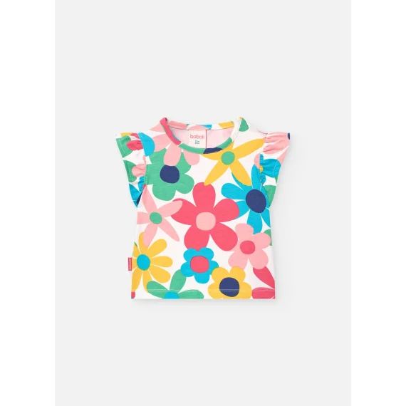 T-shirt En Coton Avec Imprimé Fleurs Multicolore