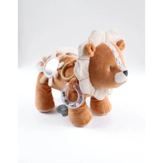 Peluche d activites babou le lion blanc