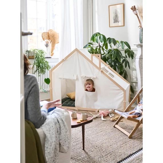 Cabane en tissu et bois FSC® multicolore