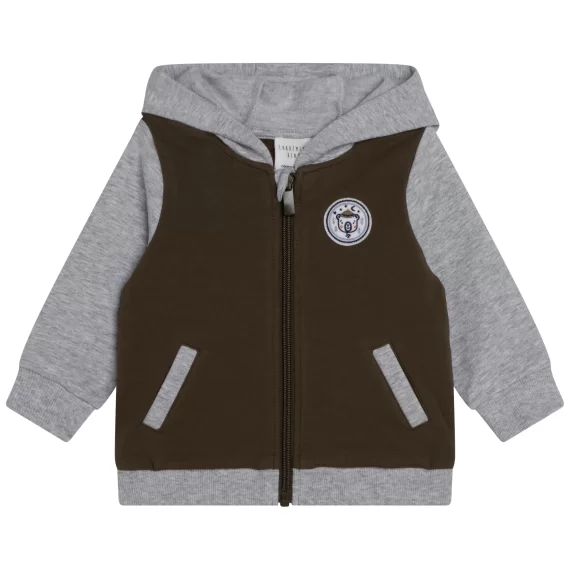 Cardigan bicolore à capuche Garçon Vert