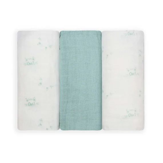 Lot De 3 Langes Bébé Motif Chats Vert