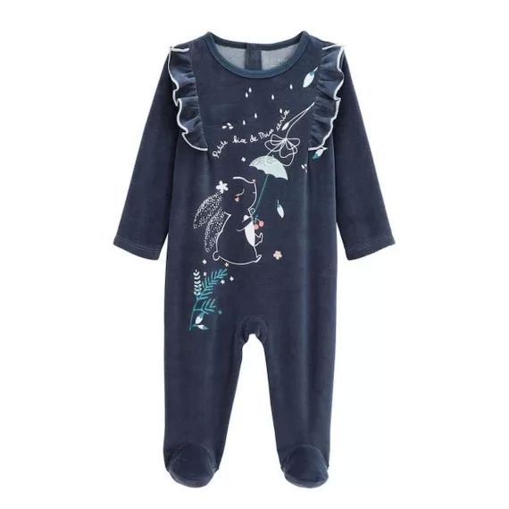Pyjama bébé en velours Misscerise bleu