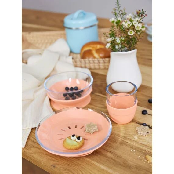 Coffret repas LÄSSIG Glass en verre et silicone apricot