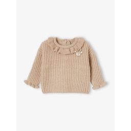 Pull collerette bébé beige chiné
