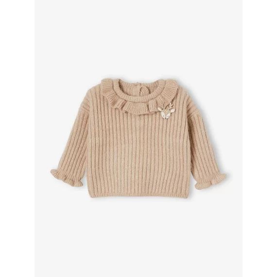Pull collerette bébé beige chiné