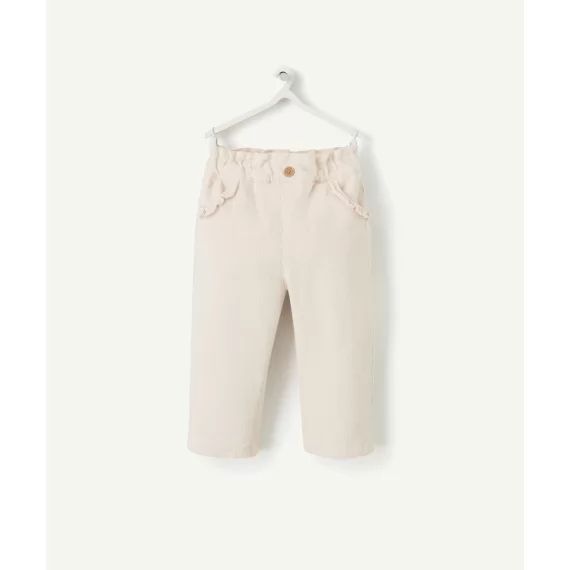 Pantalon large bébé fille en velours côtelé rose pâle