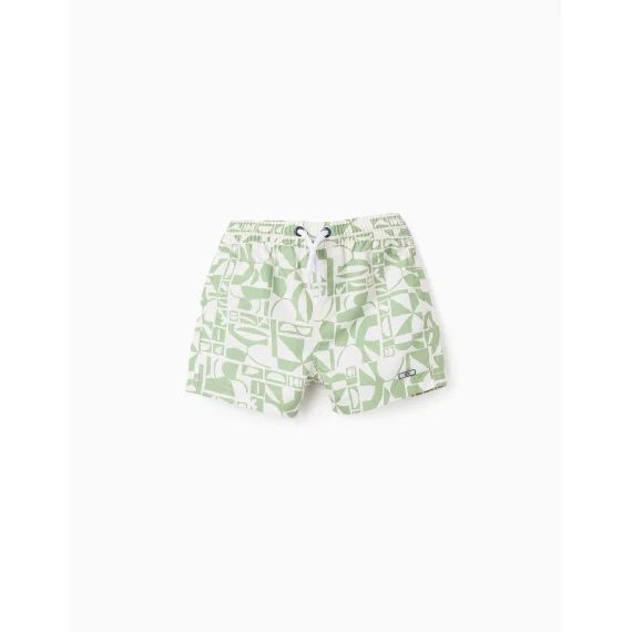 Short De Bain À Motif Vert Clair