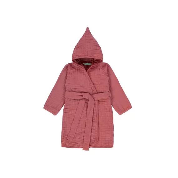 Peignoir en mousseline de coton bois de rose (2-3 ans)